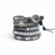 Wrap Bracelet For Woman - Crystals Onto Grey Mouse Leather