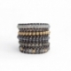 Mix Colored Wrap Bracelet For Woman - Precious Stones Onto Natural Dark Leather