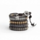 Mix Colored Wrap Bracelet For Woman - Precious Stones Onto Natural Dark Leather