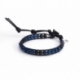 Black Onyx And Blue Agate Wrap Bracelet For Man. Matte Onyx And Blue Agate Onto Natural Black Leather