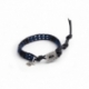 Bracciale uomo agata blu e onice opaco su cuoio nero