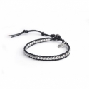 Bracciale uomo ematite silver su cuoio nero