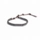 Hematite Grey Wrap Bracelet For Man. Hematite Grey Onto Tree Bark Brown Leather