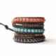 Mix Colored Wrap Bracelet For Woman - Precious Stones Onto Dark Brown Leather