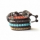 Mix Colored Wrap Bracelet For Woman - Precious Stones Onto Dark Brown Leather