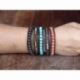 Mix Colored Wrap Bracelet For Woman - Precious Stones Onto Dark Brown Leather