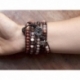 Mix Colored Wrap Bracelet For Woman - Precious Stones Onto Dark Brown Leather