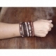 Mix Colored Wrap Bracelet For Woman - Precious Stones Onto Dark Brown Leather