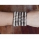 Cream And Almond Pearls Swarovski Beaded Wrap Bracelet For Woman. Extra Elegant Pearls Onto Dark Brown Leather