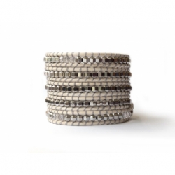 White Wrap Bracelet For Woman - Precious Stones Onto White Leather