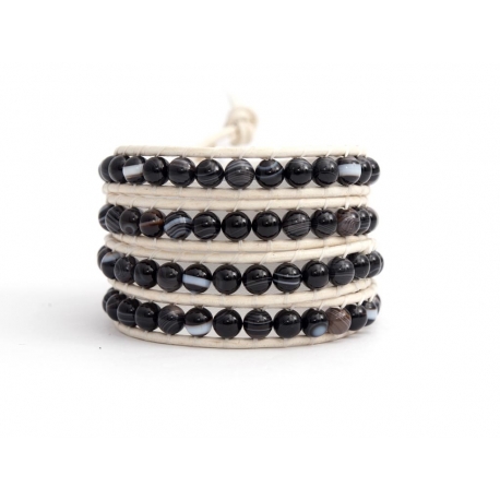 Bracciale donna agata nera striata