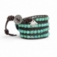 Turquoise Wrap Bracelet For Woman. Precious Stones Onto Dark Brown Leather