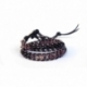 Red Wrap Bracelet For Woman - Precious Stones Onto Black Leather