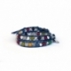 Mix Colored Wrap Bracelet For Woman - Precious Stones Onto Blue Leather