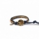 Gold Wrap Bracelet For Woman - Precious Stones Onto Blue Leather And Charm