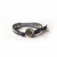 Bracciale donna ematite silver su cuoio blu