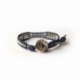 Grey Wrap Bracelet For Woman - Precious Stones Onto Blue Leather
