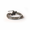 Grey Wrap Bracelet For Woman - Precious Stones Onto Mallow Leather