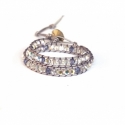 Lilac Tones Wrap Bracelet For Woman. Swarovski Crystals Onto Metallic Lilac Leather And Swarovski Button