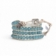 Blue Sky Wrap Bracelet For Woman - Precious Stones Onto Metallic Rouge Leather