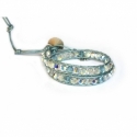 Swarovski Sky Blu Crystals Wrap Bracelet For Woman. Crystals Onto Metallic Sky Blu Leathers