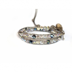 Bracciale donna cristalli Swarovski blu con bottone Swarovski