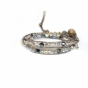 Extra Light Wrap Bracelet For Women. Swarovski Briolette Onto Light Titanium Leather And Swarovski Button