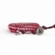 Red Wrap Bracelet For Woman - Crystals Onto Dark Red Leather And Silver Charm