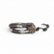 Mix Colored Wrap Bracelet For Woman - Crystals Onto Dark Brown Leather And Charm