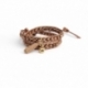 Brown Wrap Bracelet For Woman - Crystals Onto Metallic Brown Leather