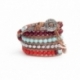 Bracciale donna multicolore rosso blu su cuoio naturale