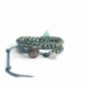 Green Wrap Bracelet For Woman - Crystals Onto Indicolite Leather And Charm