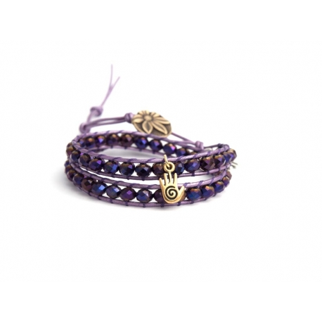 Bracciale donna cristalli ciclamino con charm