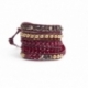 Mix Colored Wrap Bracelet For Woman - Precious Stones Onto Bordeaux Leather