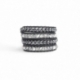 Grey Wrap Bracelet For Woman - Precious Stones Onto Black Leather
