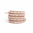 White Wrap Bracelet For Woman - Crystals Onto Ivory Leather