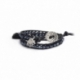 Bracciale nero donna cristalli e charm