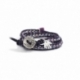 Grey Wrap Bracelet For Woman - Crystals Onto Amethyst Leather And Charm