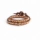 Gold Wrap Bracelet For Woman - Crystals Onto Metallic Brown Leather