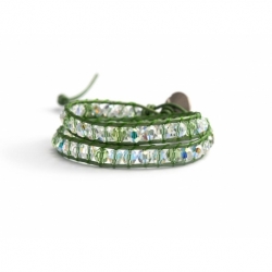 Bracciale donna verde cristalli Swarovski con bottone Swarovski