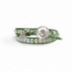 Swarovski Wrap Bracelet For Woman. Light Green Crystals Onto Metallic Light Green Leather And Swarovski Button