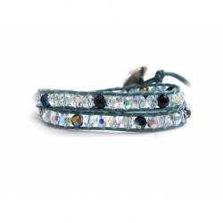 Bracciale donna indicolite cristalli Swarovski con bottone Swarovski