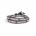 Brown Crystals And Crystal Ab Swalovski Beaded Wrap Bracelet For Woman