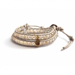 Bracciale donna cristalli bianchi con charm dorato