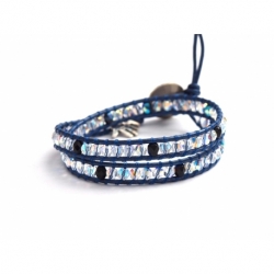 Bracciale donna blu cristalli Swarovski con bottone Swarovski