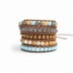 Mix Colored Wrap Bracelet For Woman - Precious Stones Onto Natural Light Leather