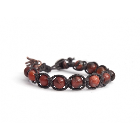 Red Jasper Polychrome Tibetan Bracelet For Man