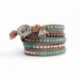 Mix Colored Wrap Bracelet For Woman - Precious Stones Onto White Leather