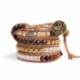 Bracciale donna multicolori caldi su cuoio naturale