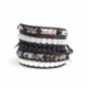 Mix Colored Wrap Bracelet For Woman - Precious Stones Onto Black Leather